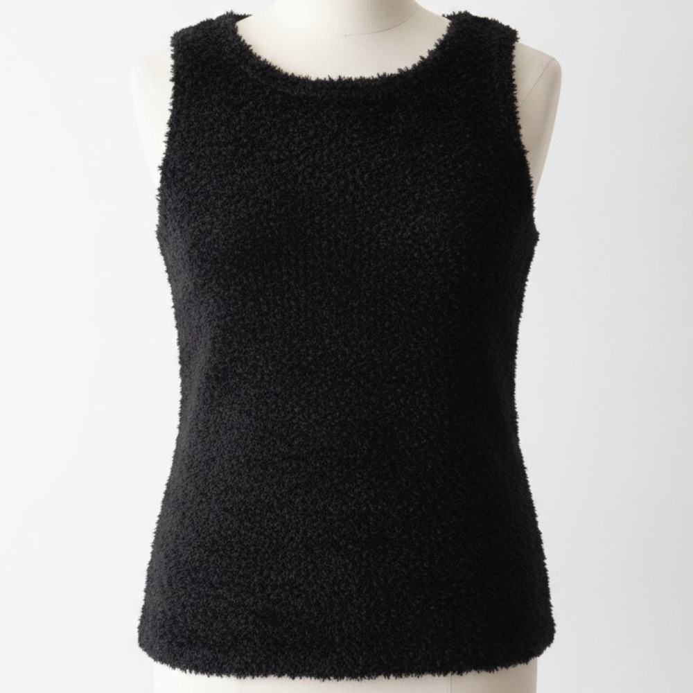 Bette Paige Black Fuzzy Textured Tank Top Y2K Soft Goth Indie Sleaze Size Medium
